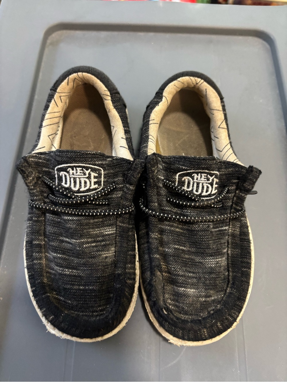 Hey Dude Kids Black Slip-On Sneakers with Cream Lining